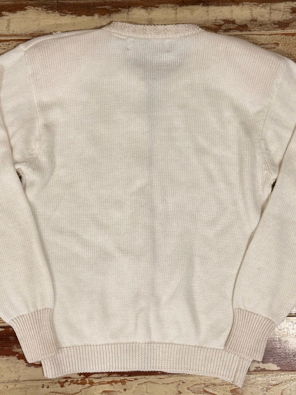 Vintage Dana Scott Cream Beaded Cardigan Sweater Size Small - Picture 10 of 11